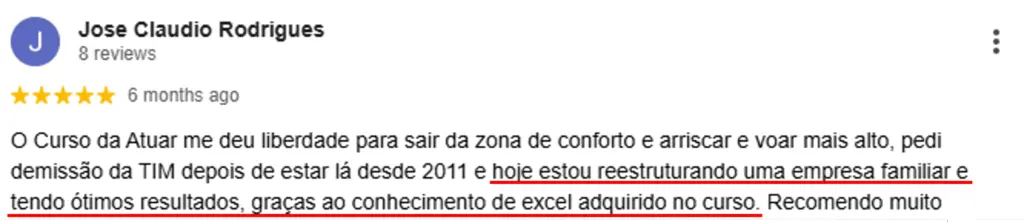 Avaliação 5 estrelas: reestruturando empresa familiar com o conhecimento de Excel